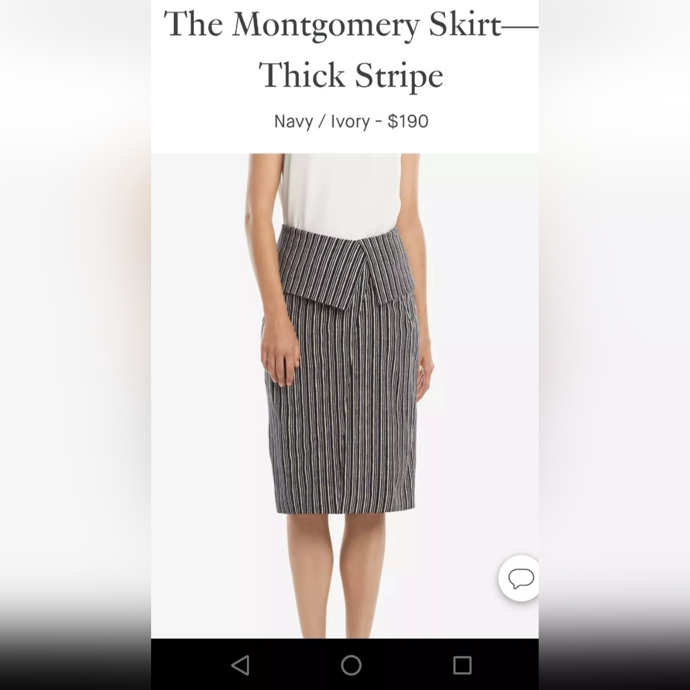NWT MM.LaFleur The Montgomery Skirt in Thick Stripe (Navy/Ivory), Sz 8 - Picture 2 of 12